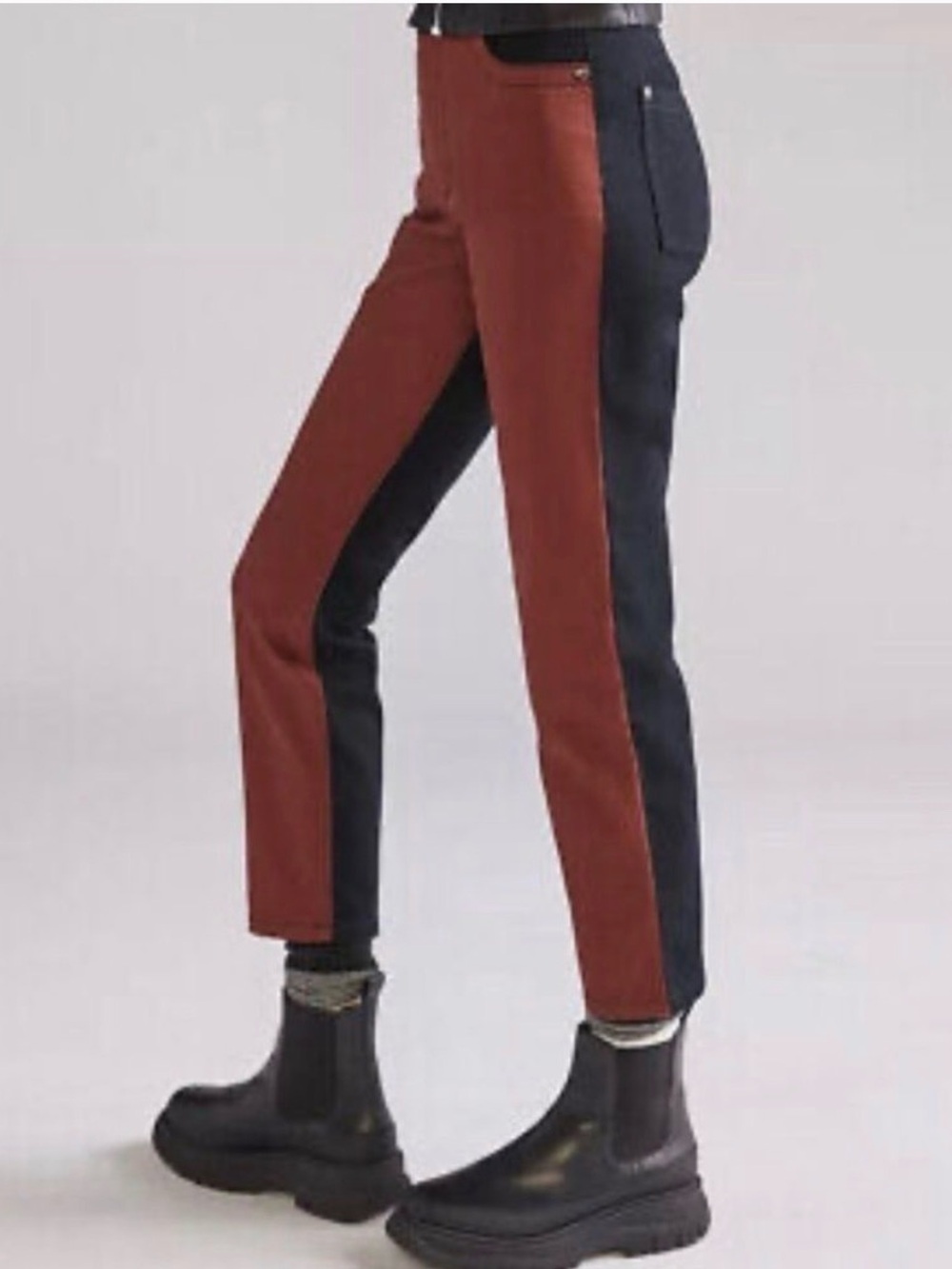 Maeve for Anthropologie Colorblocked Straight Jeans Dark
Orange / Black 28